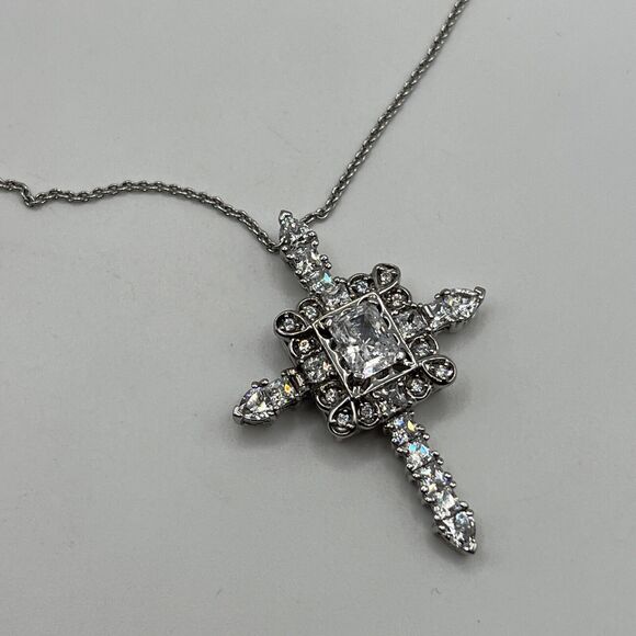 Victoria Wieck Jewelry - Sterling Silver Cz Victoria Wieck Cross Necklace